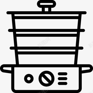 食品蒸笼家用电器套装线性图标图标
