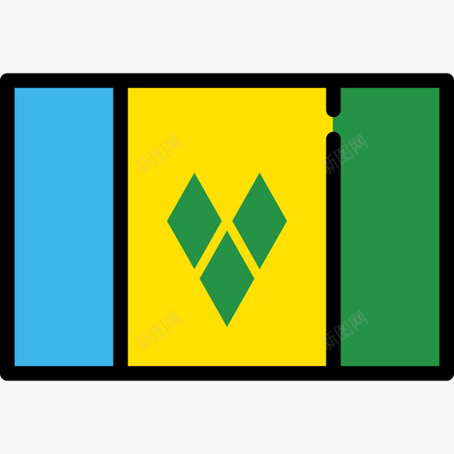 圣文森特和格林纳丁斯旗帜收藏矩形图标svg_新图网 https://ixintu.com 圣文森特和格林纳丁斯 旗帜收藏 矩形