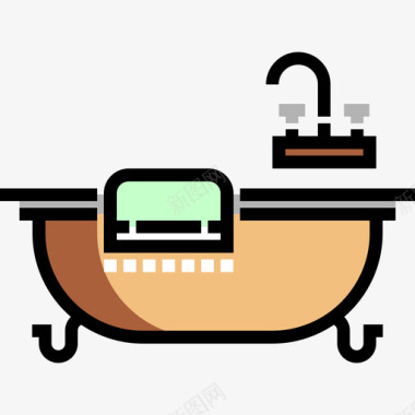 浴缸不动产15线性颜色图标图标