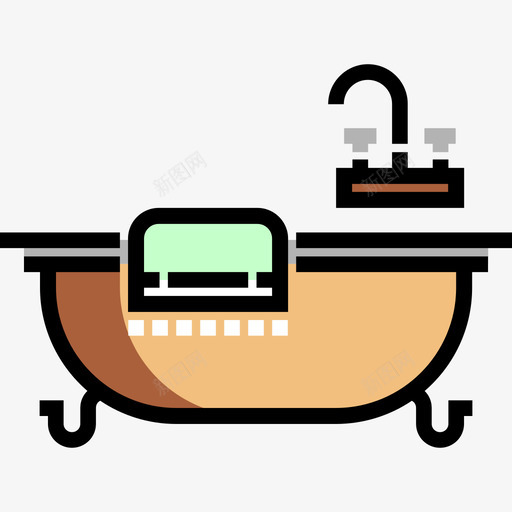 浴缸不动产15线性颜色图标svg_新图网 https://ixintu.com 不动产15 浴缸 线性颜色