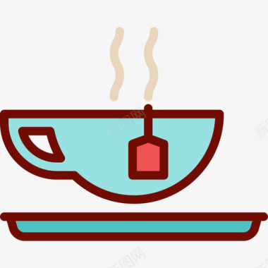 茶杯咖啡店3线性颜色图标图标