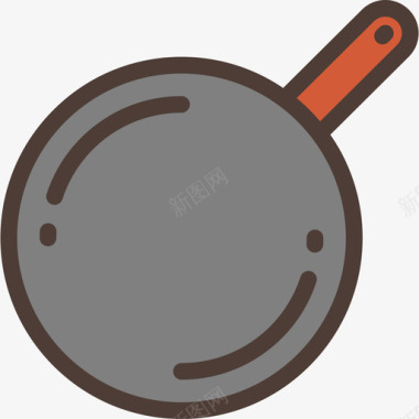 煎锅厨房元素3线性颜色图标图标