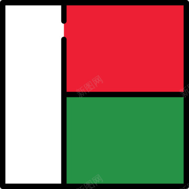 马达加斯加国旗收藏3方形图标图标