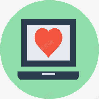 笔记本电脑爱情与浪漫2圆形图标图标