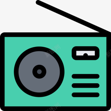 收音机电子和电器颜色图标图标