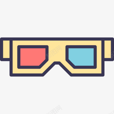 3d眼镜技术元素套装浅平边框图标图标