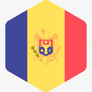 摩尔多瓦国际国旗2六边形图标图标