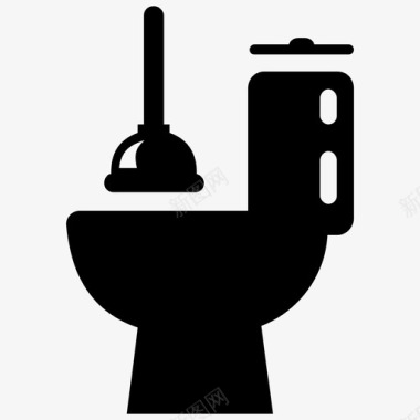 马桶柱塞浴室服务抽吸泵图标图标