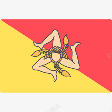 西西里岛国际旗帜长方形图标图标