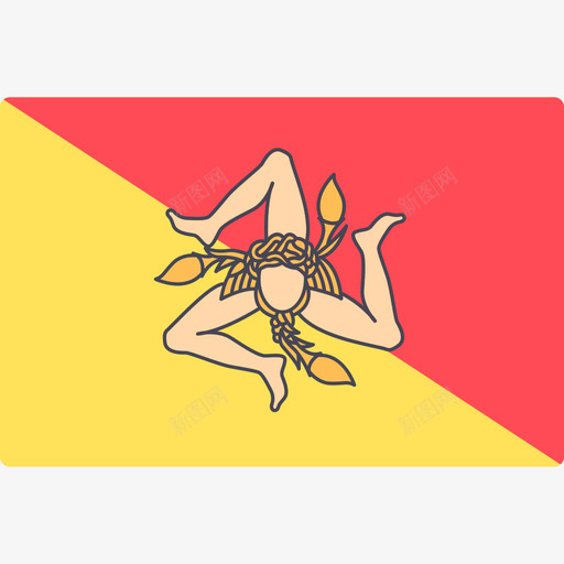 西西里岛国际旗帜长方形图标svg_新图网 https://ixintu.com 国际旗帜 西西里岛 长方形