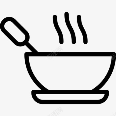 汤食物5线性图标图标