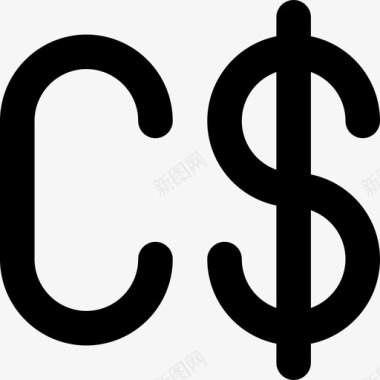 加元货币要素线性图标图标