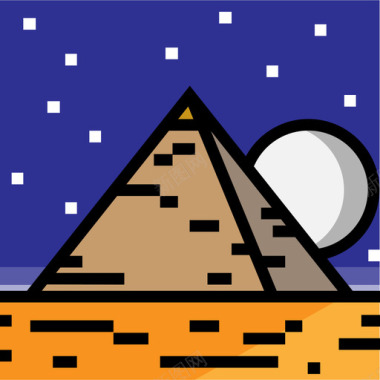 金字塔旅行13线性颜色图标图标