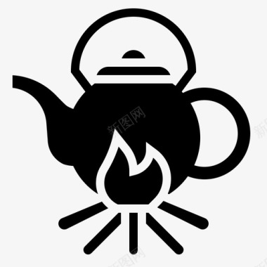 煮沸野营火图标图标