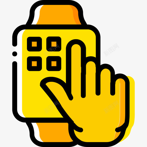 智能手表手势7黄色图标svg_新图网 https://ixintu.com 手势7 智能手表 黄色
