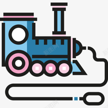 火车婴儿和玩具4线性颜色图标图标