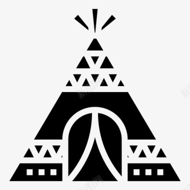 帐篷篝火印第安人图标图标