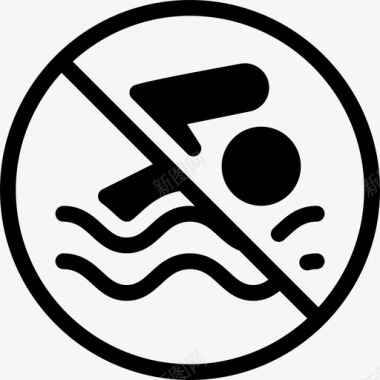 禁止游泳象形图2填充图标图标