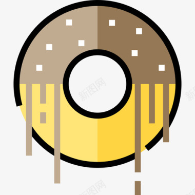 甜甜圈咖啡店元素2线性颜色图标图标