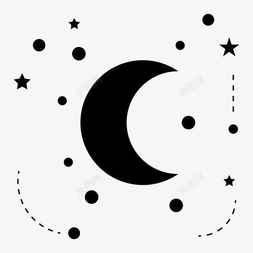 月亮夜晚行星图标svg_新图网 https://ixintu.com 夜晚 天空 太空 星星 月亮 行星