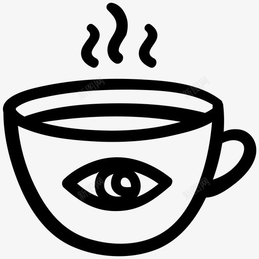 咖啡醒醒喝眼图标svg_新图网 https://ixintu.com 咖啡轮廓涂鸦 咖啡醒醒 喝 热 眼 醒