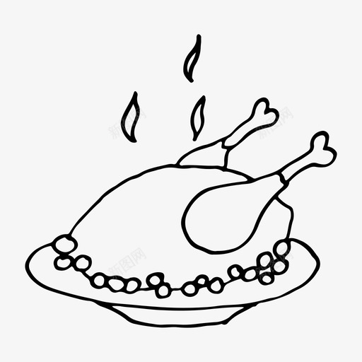 火鸡鸡肉节日图标svg_新图网 https://ixintu.com 感恩节 火鸡 素描 节日 食物 鸡肉