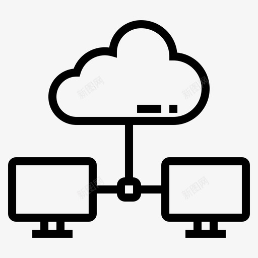 云系统计算机连接图标svg_新图网 https://ixintu.com 云系统 局域网 计算机 设备连接 连接