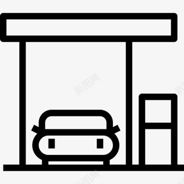 加油站建筑汇编线性图标图标