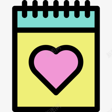 日历线性颜色爱情套装图标图标