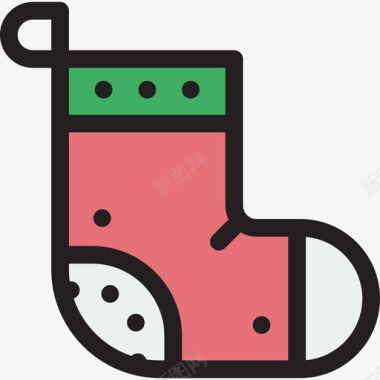 圣诞袜假日线性颜色图标图标