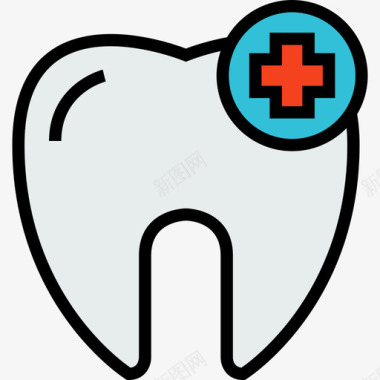 牙医健康和医疗线性颜色图标图标
