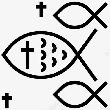 鱼基督教十字架图标图标