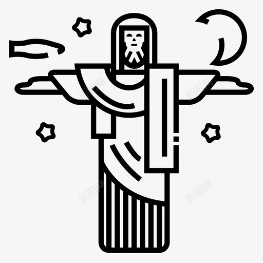 里约热内卢巴西基督图标svg_新图网 https://ixintu.com 基督 基督教 巴西 耶稣 里程碑太阳和月亮 里约热内卢 雕像
