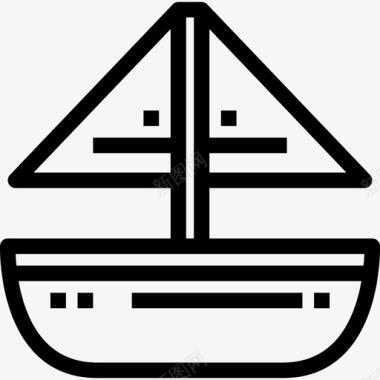 帆船夏季3号直线型图标图标