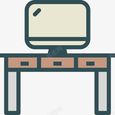 办公桌家用2线性颜色图标图标