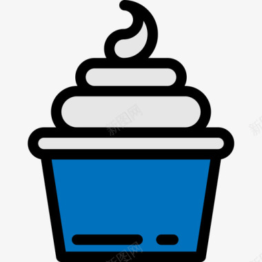 冷冻酸奶食品和餐厅大包装颜色线性颜色图标图标