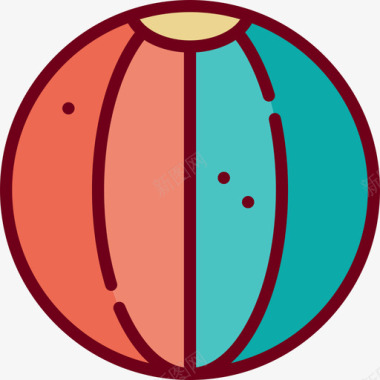 沙滩球玩具3线性颜色图标图标