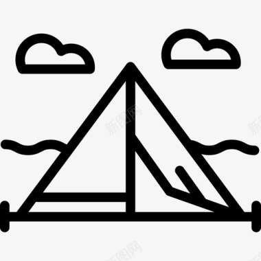 帐篷暑假系列线性图标图标