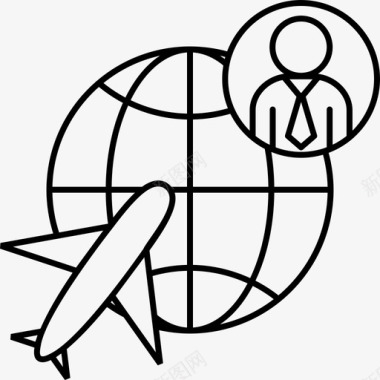 商务旅行者地球仪人图标图标