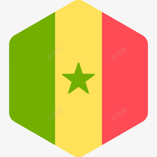 塞内加尔国际国旗2六边形图标svg_新图网 https://ixintu.com 六边形 国际国旗2 塞内加尔