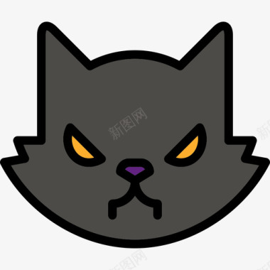 黑猫万圣节4线性颜色图标图标