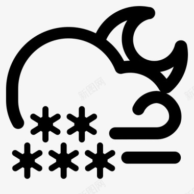 夜雪和风云天气图标图标