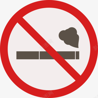 禁止吸烟警告标志圆形平面图标图标