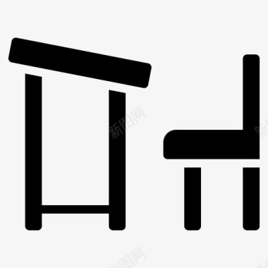书桌和椅子教育学校图标图标