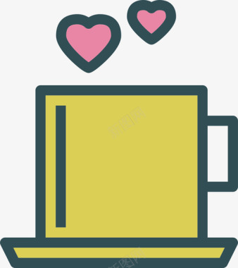 茶杯爱情3线性颜色图标图标