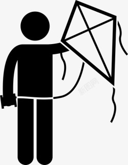拿着风筝男人拿着风筝放飞休闲图标高清图片