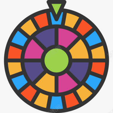 轮盘赌赌场2线性颜色图标图标