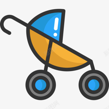 婴儿车儿童元素线性颜色图标图标
