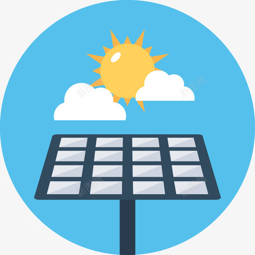 太阳能电池板能源和电力圆形图标svg_新图网 https://ixintu.com 圆形 太阳能电池板 能源和电力