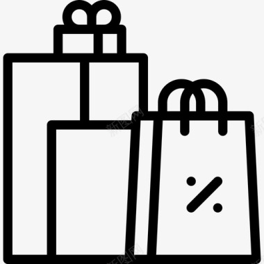 购物袋商业元素2线性图标图标